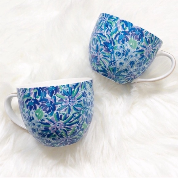 NEW Lilly Pulitzer floral ceramic mug set - Picture 2 of 10